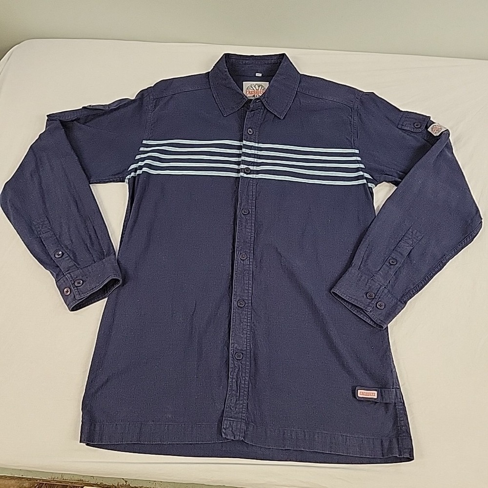 Freshjive Long Sleeve Button Up Ripstop 90s Y2K Shirt Men's Size M Made In USA